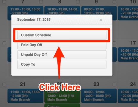 Multiple Shifts - Customize Schedule (Existing)