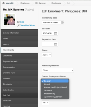 Release Note: BIR Employee Status added on Enrollments for BIR 1604C